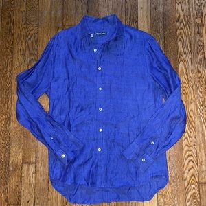Frescobol Carioca: Dark Blue Linen Shirt